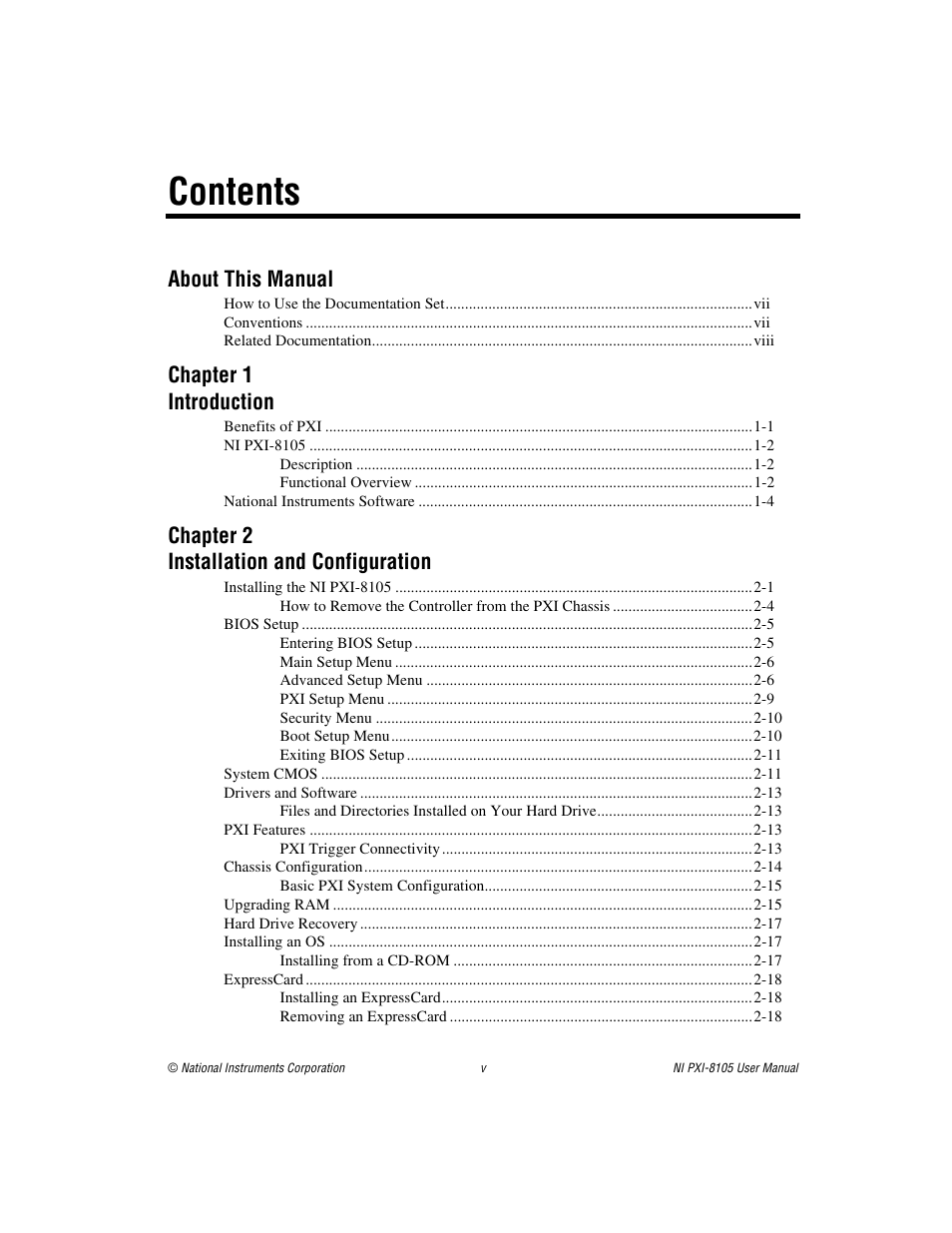 National Instruments PXI NI PXI-8105 User Manual | Page 5 / 73