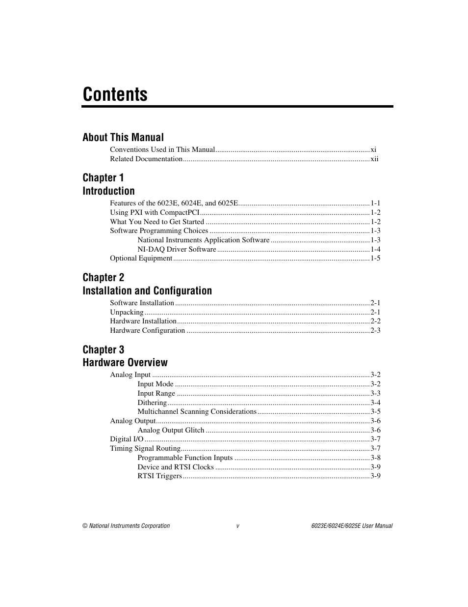 National Instruments 6023E User Manual | Page 4 / 136