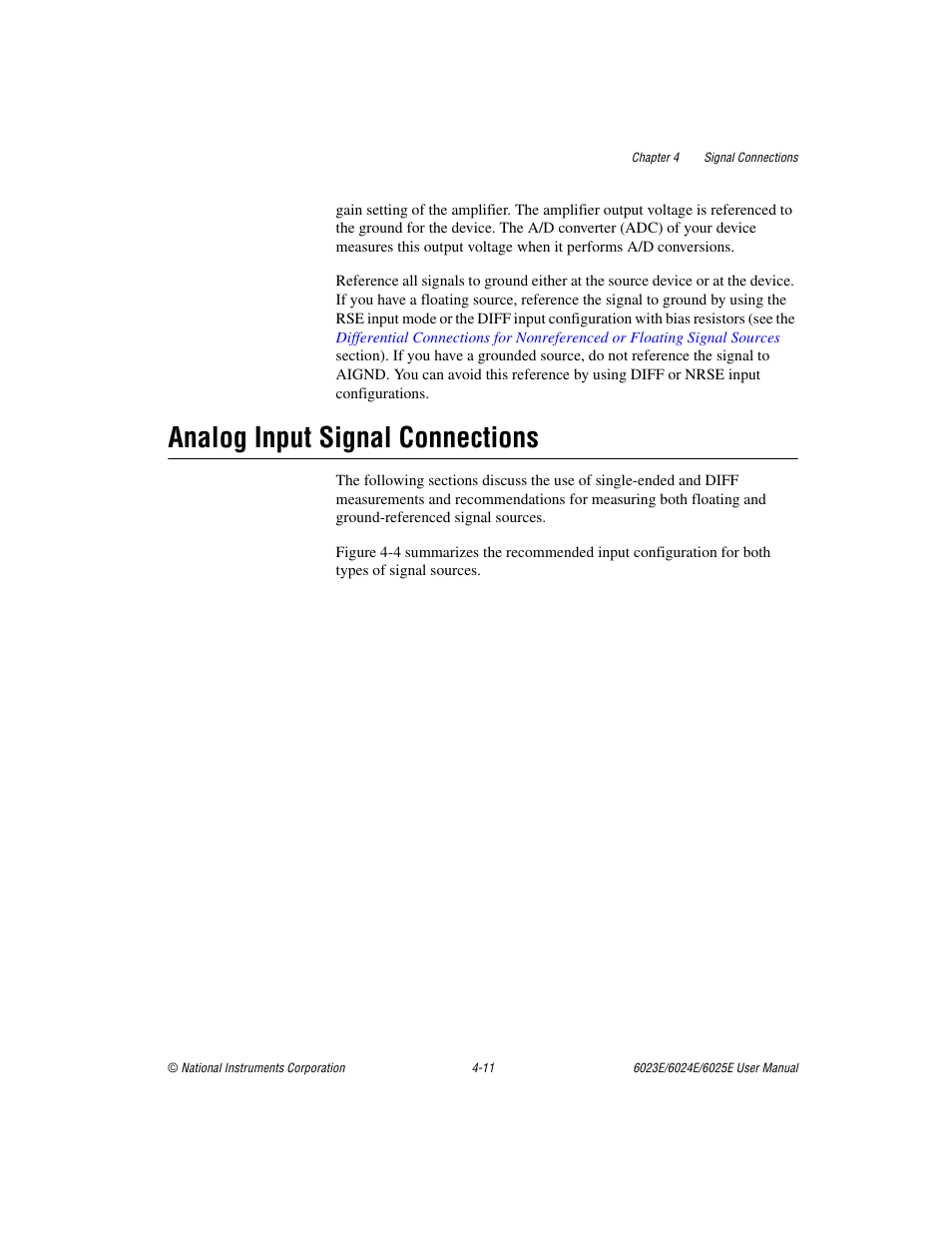 Analog input signal connections, Analog input signal connections -11 | National Instruments 6023E User Manual | Page 41 / 136