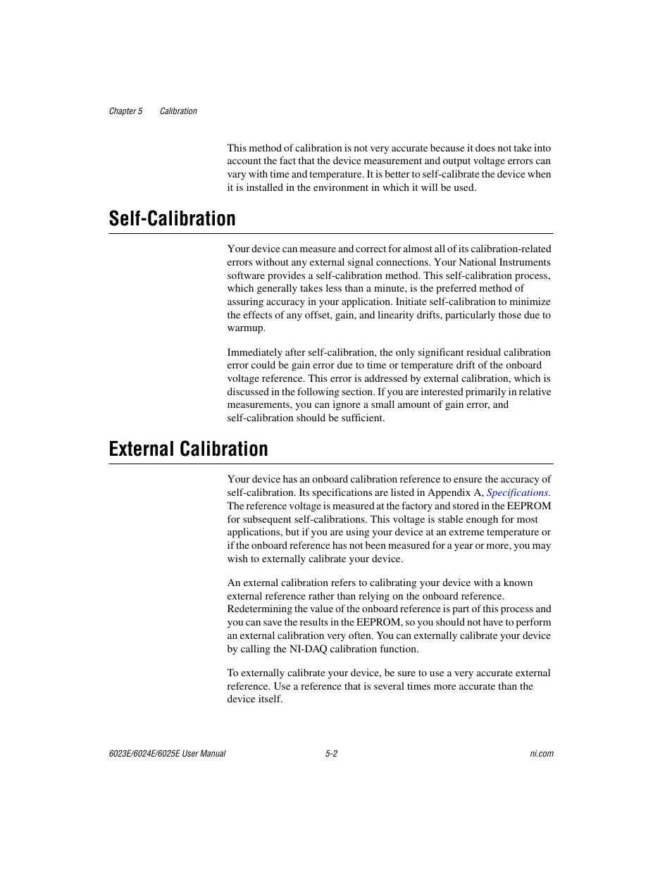 Selfcalibration, External calibration, Self-calibration -2 external calibration -2 | Self-calibration | National Instruments 6023E User Manual | Page 81 / 136