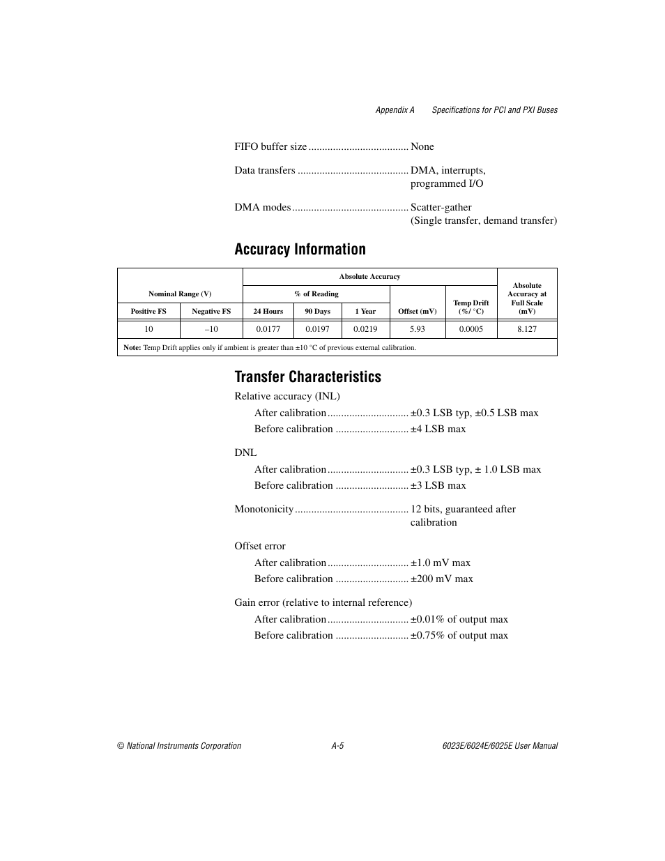 Accuracy information transfer characteristics | National Instruments 6023E User Manual | Page 87 / 136