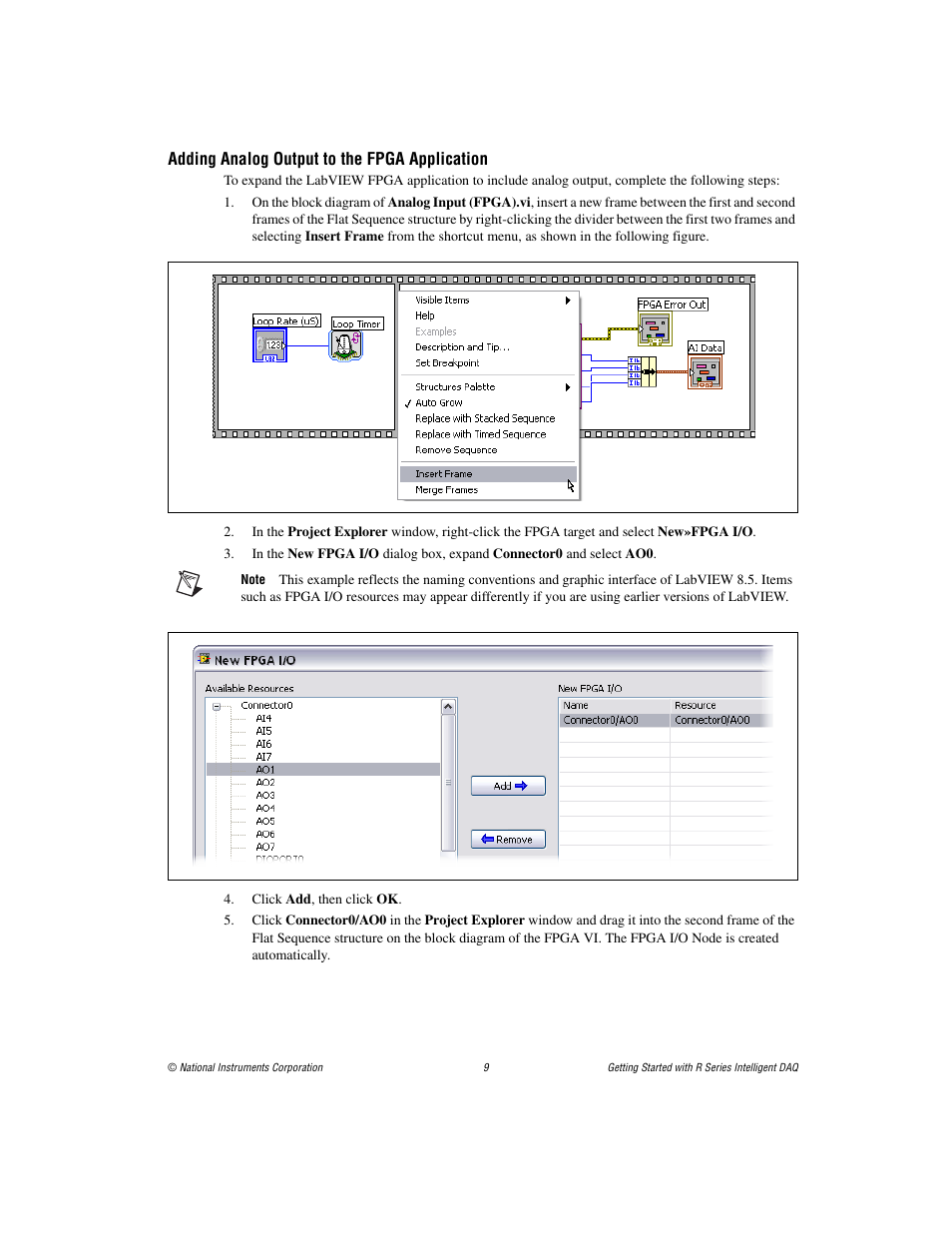 Adding analog output to the fpga application | National Instruments NI 78xxR User Manual | Page 9 / 12