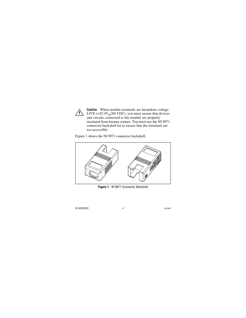 Figure 1. ni 9971 connector backshell | National Instruments NI 9229 User Manual | Page 4 / 34