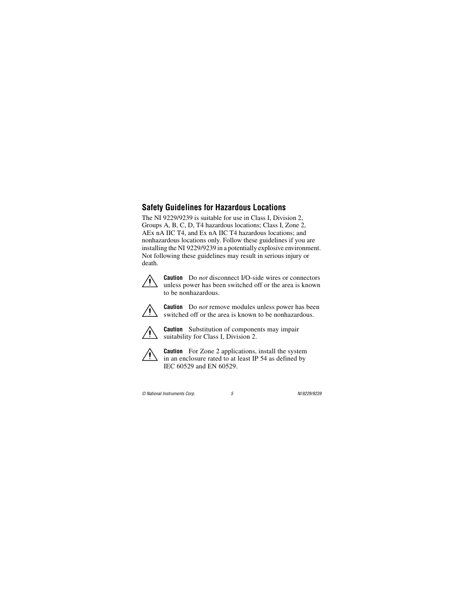Safety guidelines for hazardous locations | National Instruments NI 9229 User Manual | Page 5 / 34