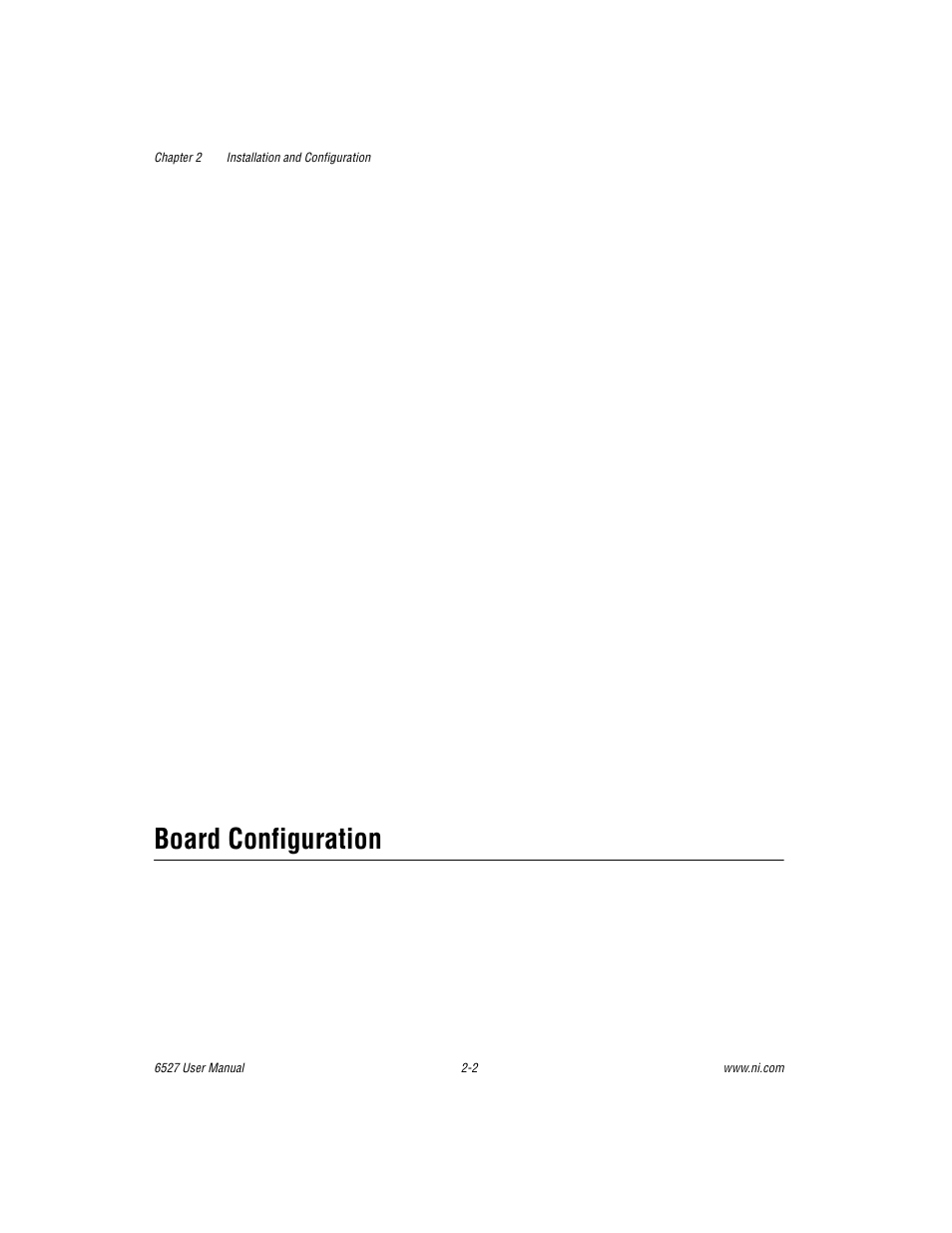 Board configuration, Board configuration -2 | National Instruments DAQ 6527 User Manual | Page 16 / 47