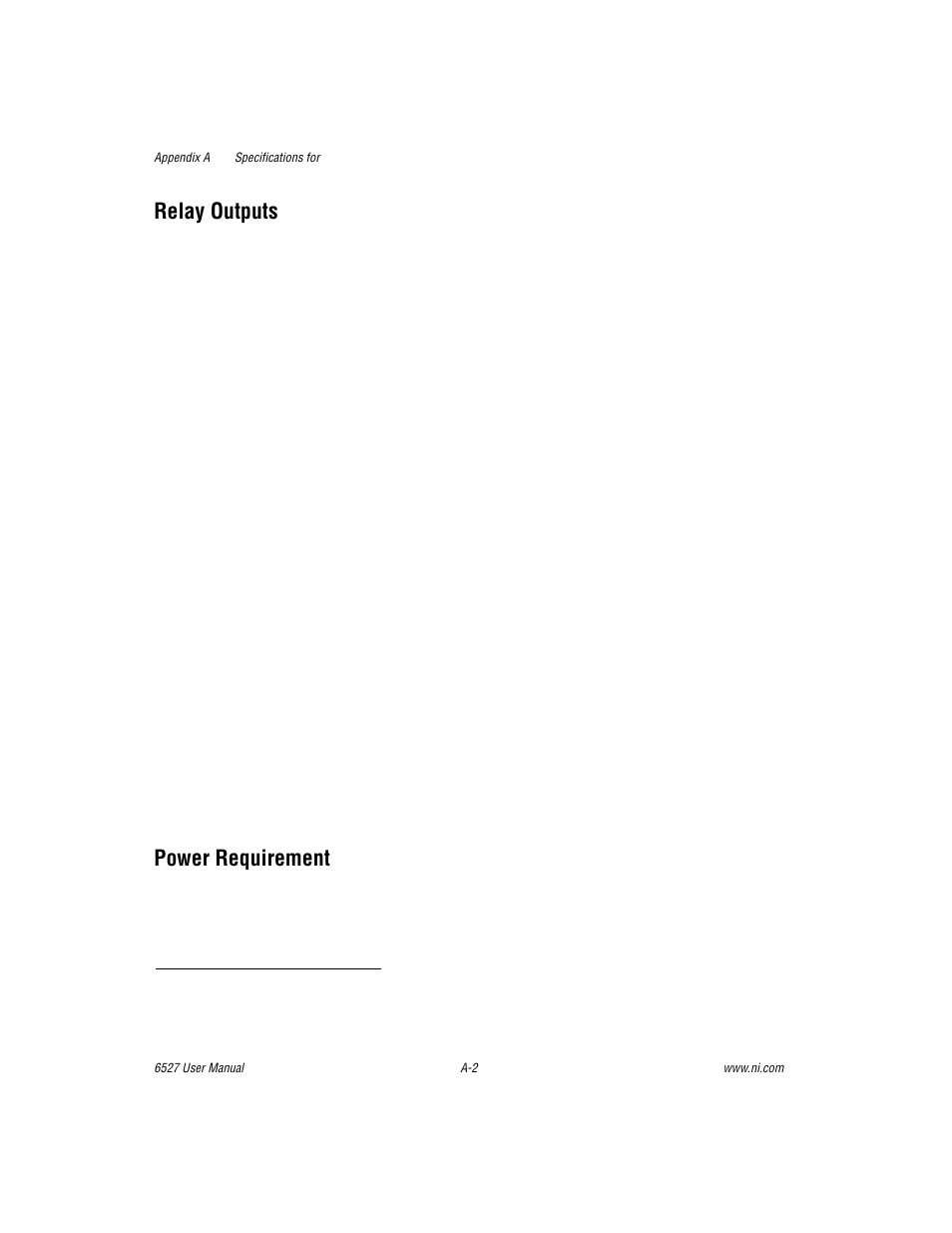 Relay outputs, Power requirement | National Instruments DAQ 6527 User Manual | Page 36 / 47