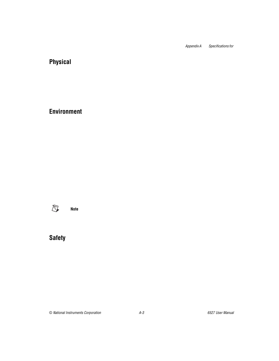 Physical, Environment, Safety | National Instruments DAQ 6527 User Manual | Page 37 / 47