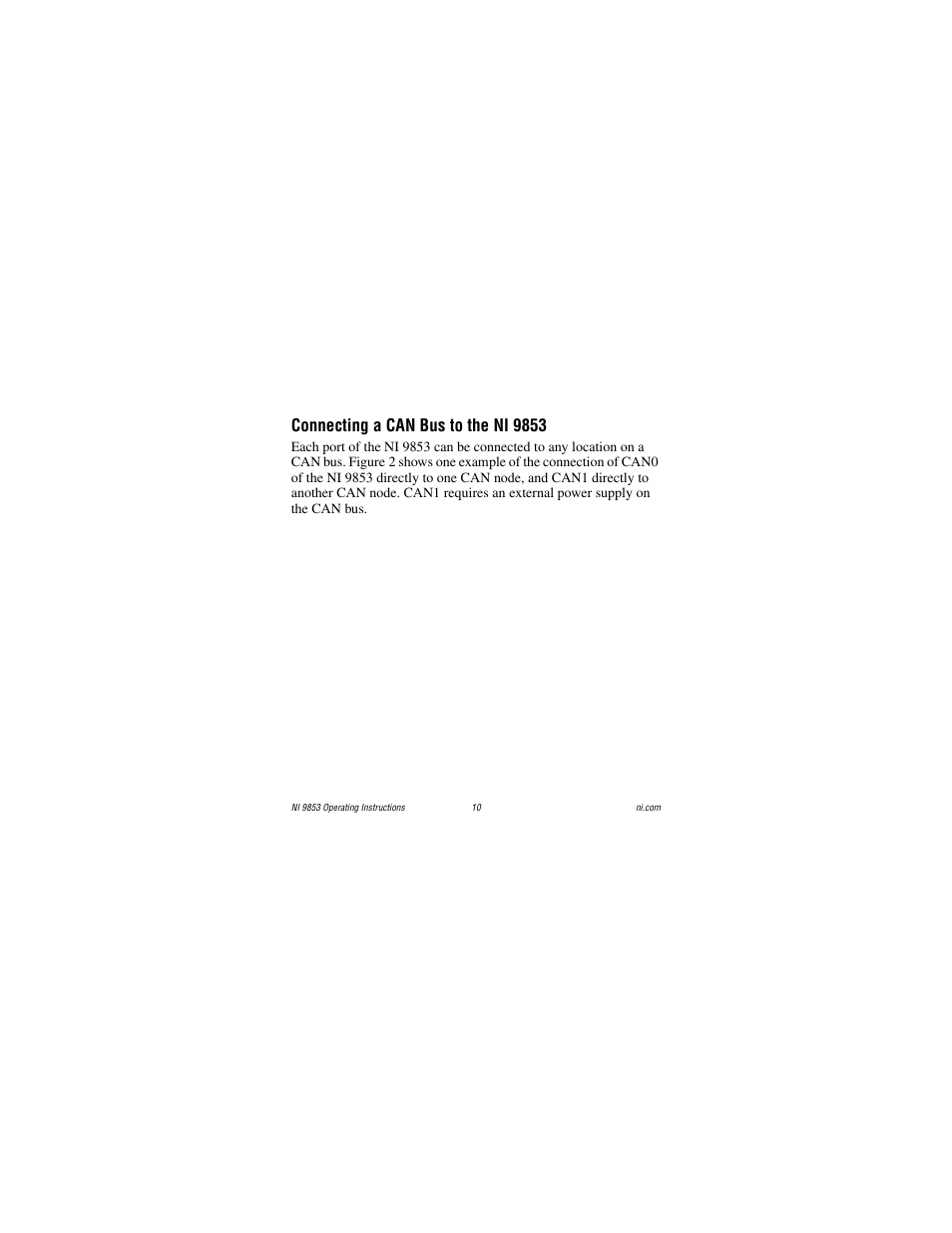 Connecting a can bus to the ni 9853 | National Instruments NI 9853 User Manual | Page 10 / 28