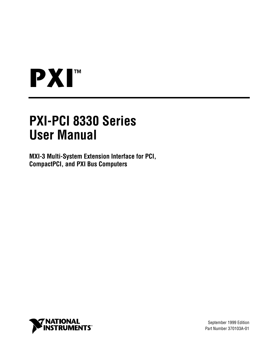 National Instruments PXI-PCI 8330 Series User Manual | 30 pages