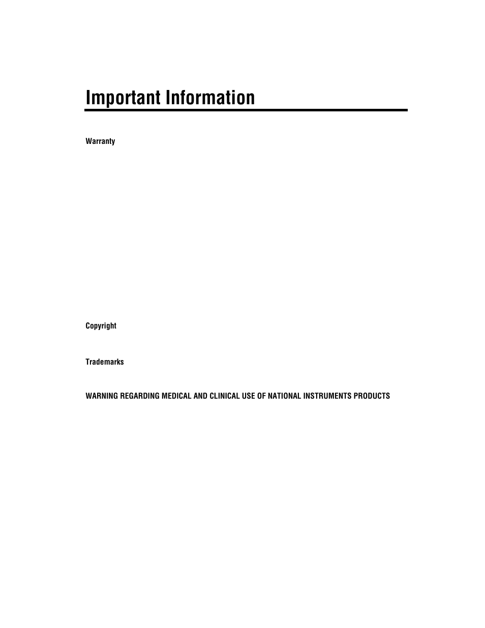 Important information, Warranty, Copyright | Trademarks | National Instruments PXI-PCI 8330 Series User Manual | Page 3 / 30