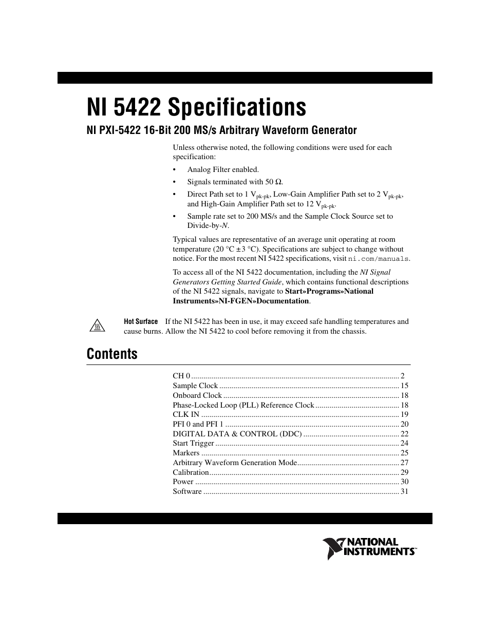 National Instruments NI 5422 User Manual | 36 pages