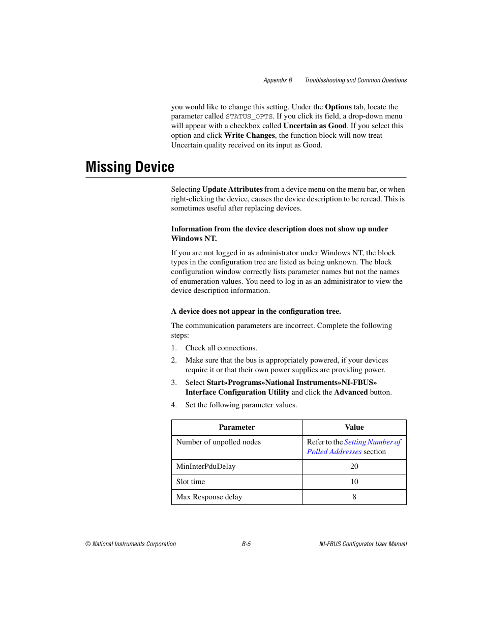Missing device | National Instruments NI-FBUS User Manual | Page 114 / 157