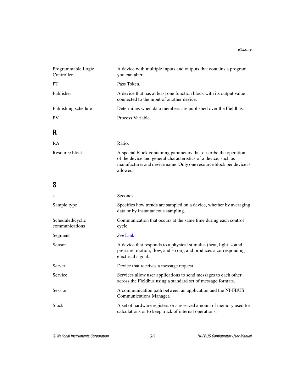 Programmable logic controller | National Instruments NI-FBUS User Manual | Page 145 / 157