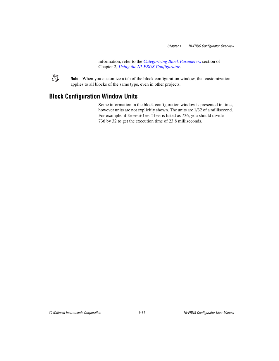 Block configuration window units, Block configuration window units -11 | National Instruments NI-FBUS User Manual | Page 23 / 157