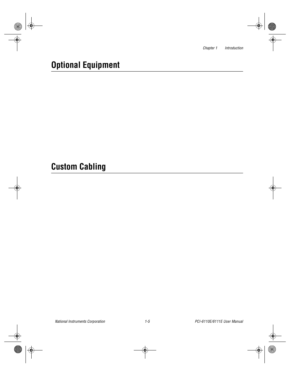 Optional equipment, Custom cabling, Optional equipment -5 custom cabling -5 | National Instruments PCI-6110E/6111E User Manual | Page 17 / 113