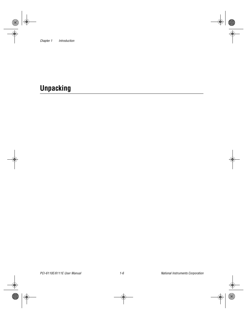 Unpacking, Unpacking -6 | National Instruments PCI-6110E/6111E User Manual | Page 18 / 113