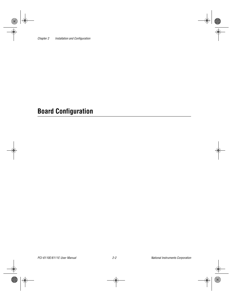 Board configuration, Board configuration -2 | National Instruments PCI-6110E/6111E User Manual | Page 20 / 113