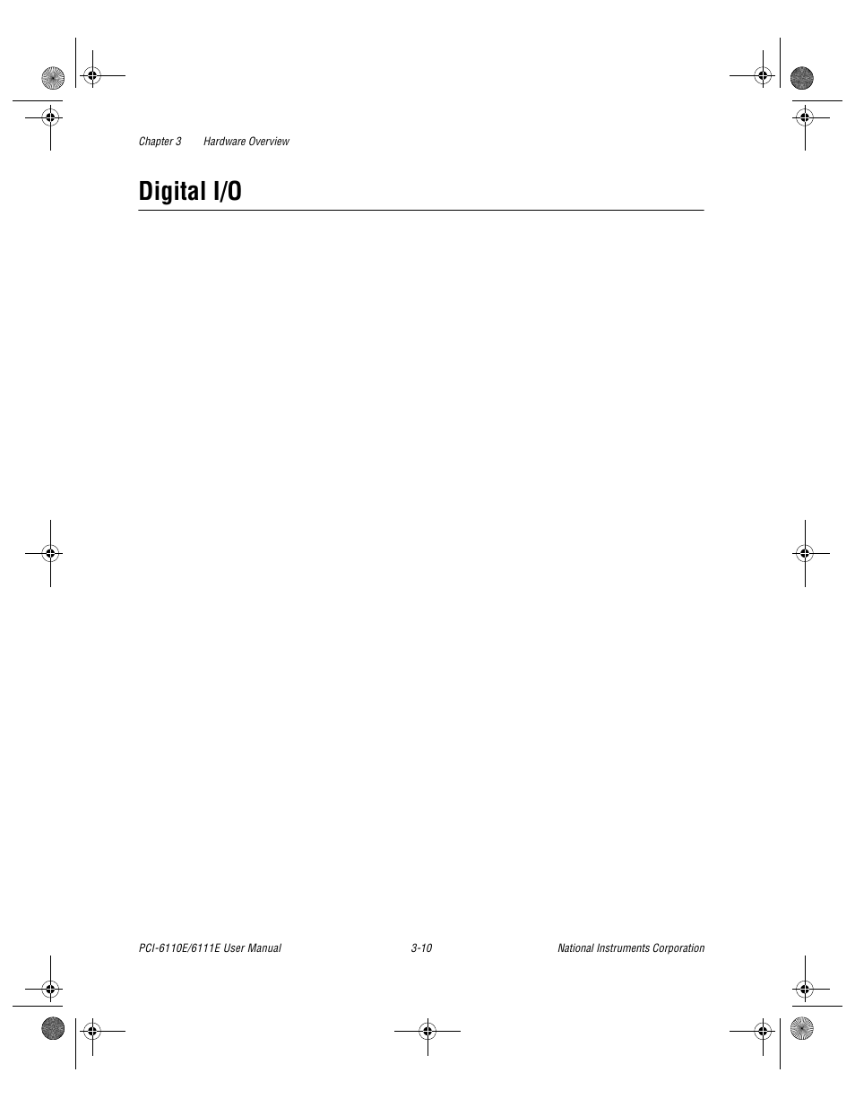 Digital i/o, Digital i/o -10 | National Instruments PCI-6110E/6111E User Manual | Page 30 / 113
