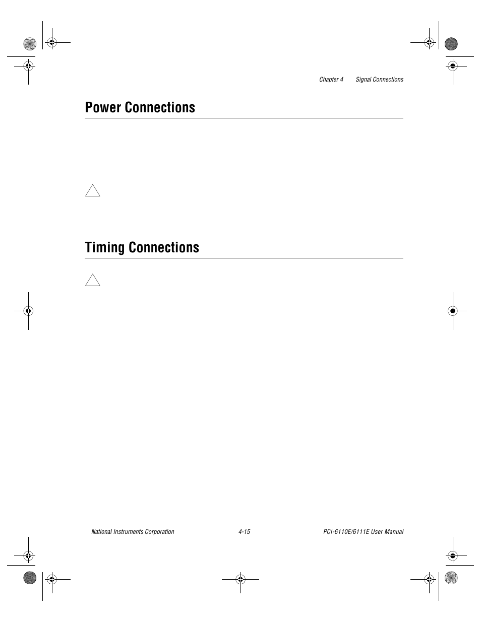 Power connections, Timing connections, Power connections -15 timing connections -15 | National Instruments PCI-6110E/6111E User Manual | Page 48 / 113