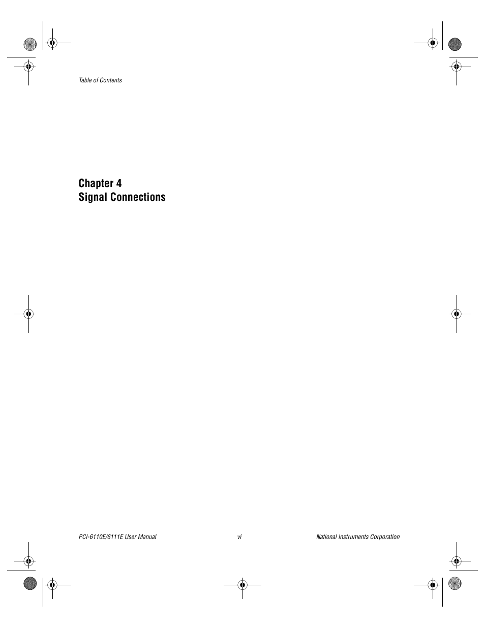 Chapter 4 signal connections | National Instruments PCI-6110E/6111E User Manual | Page 5 / 113