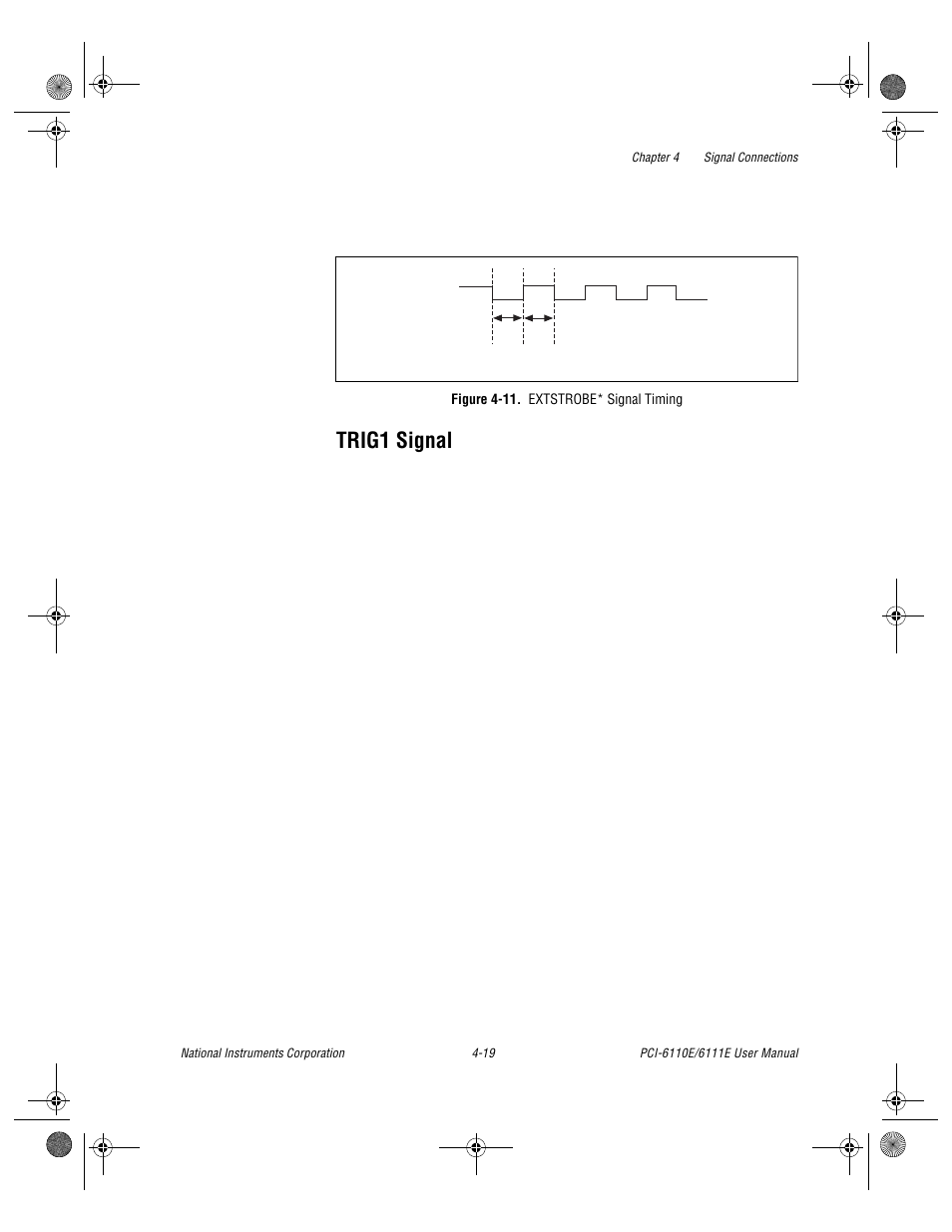 Figure 4-11. extstrobe* signal timing, Trig1 signal -19, Figure 4-11. extstrobe* signal timing -19 | Trig1 signal | National Instruments PCI-6110E/6111E User Manual | Page 52 / 113