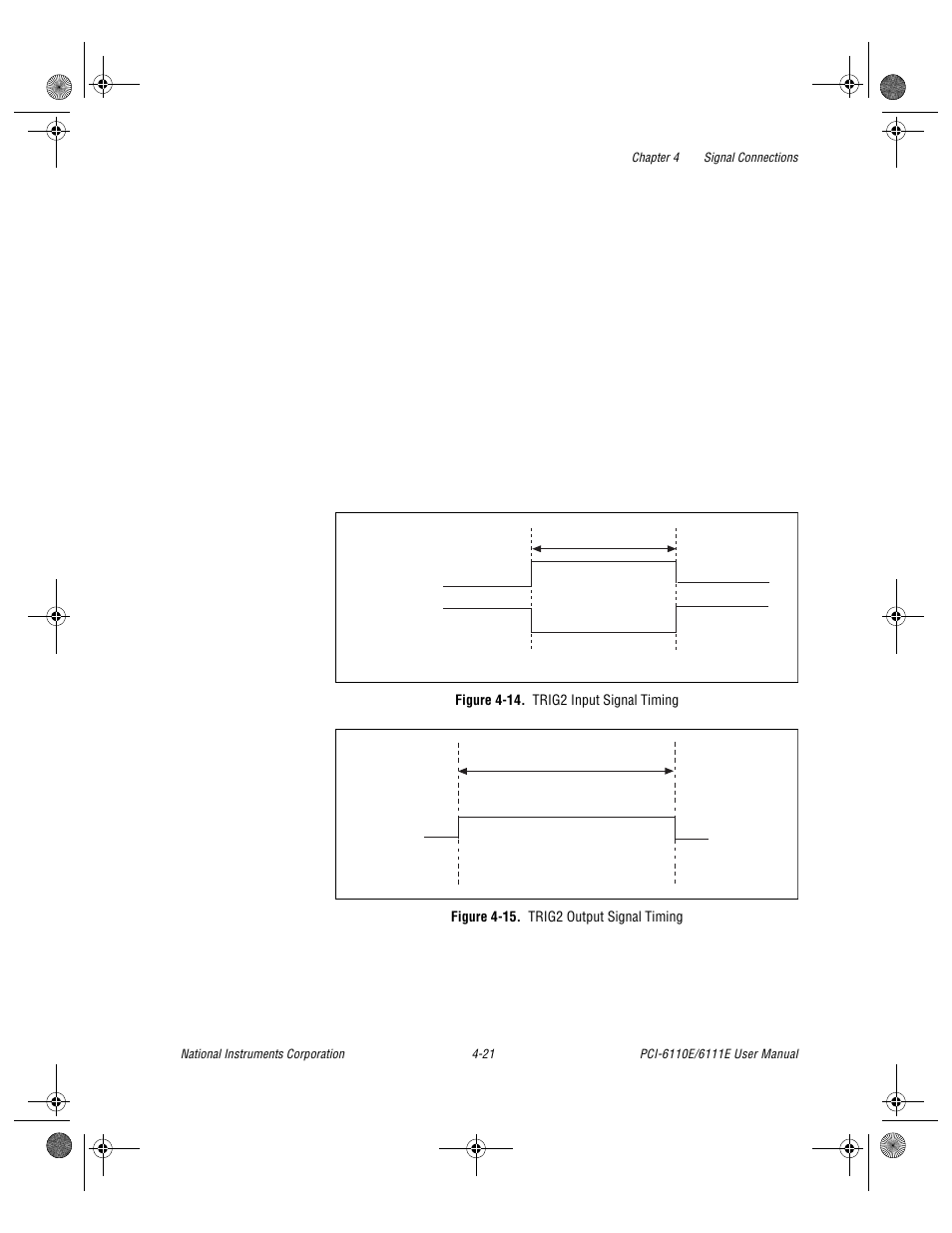 Figure 4-14. trig2 input signal timing, Figure 4-15. trig2 output signal timing | National Instruments PCI-6110E/6111E User Manual | Page 54 / 113