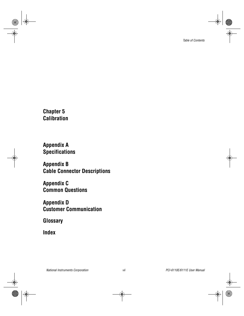 Chapter 5 calibration | National Instruments PCI-6110E/6111E User Manual | Page 6 / 113