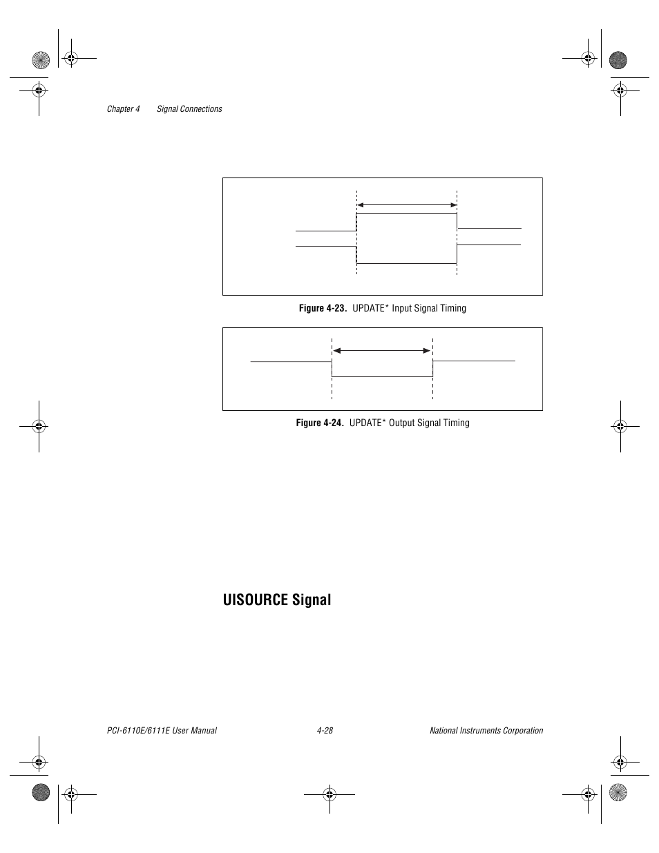 Figure 4-23. update* input signal timing, Figure 4-24. update* output signal timing, Uisource signal -28 | Uisource signal | National Instruments PCI-6110E/6111E User Manual | Page 61 / 113
