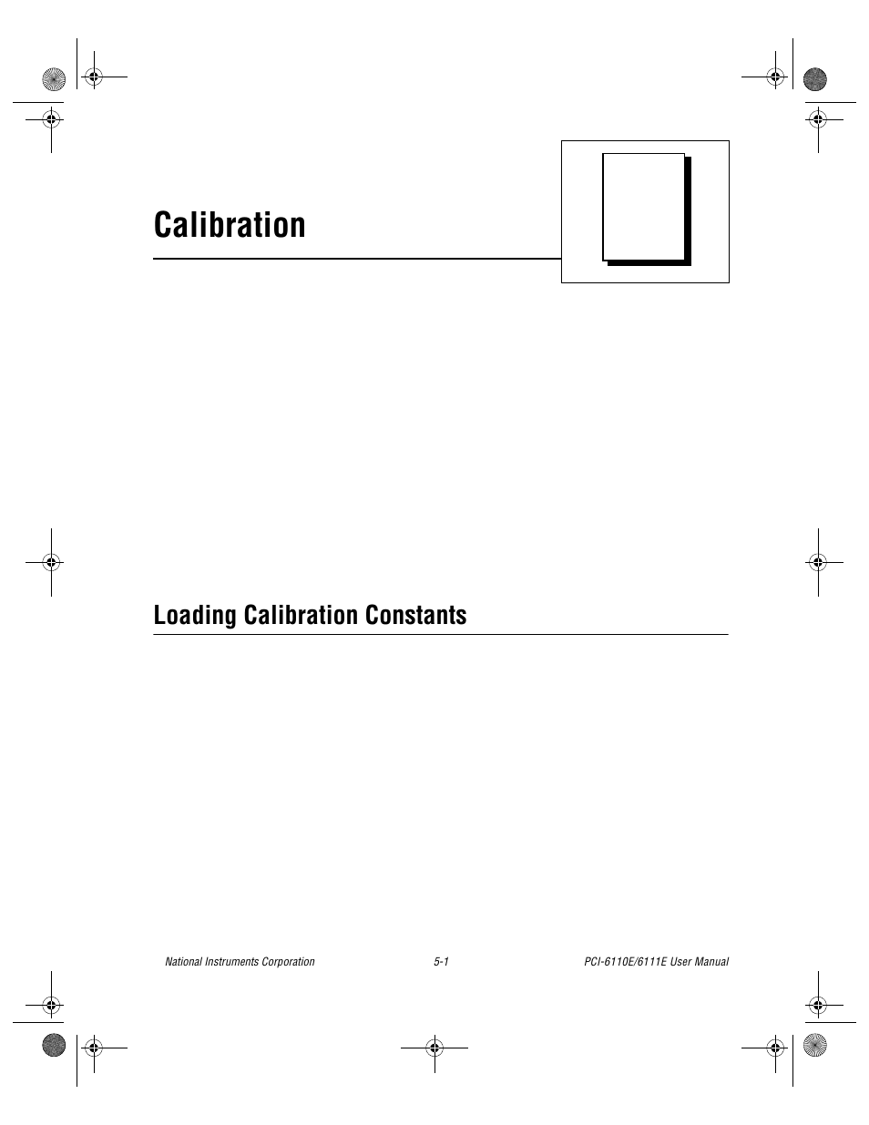 Chapter 5 calibration, Loading calibration constants, Loading calibration constants -1 | Chapter 5, Calibration, Discusses the | National Instruments PCI-6110E/6111E User Manual | Page 70 / 113