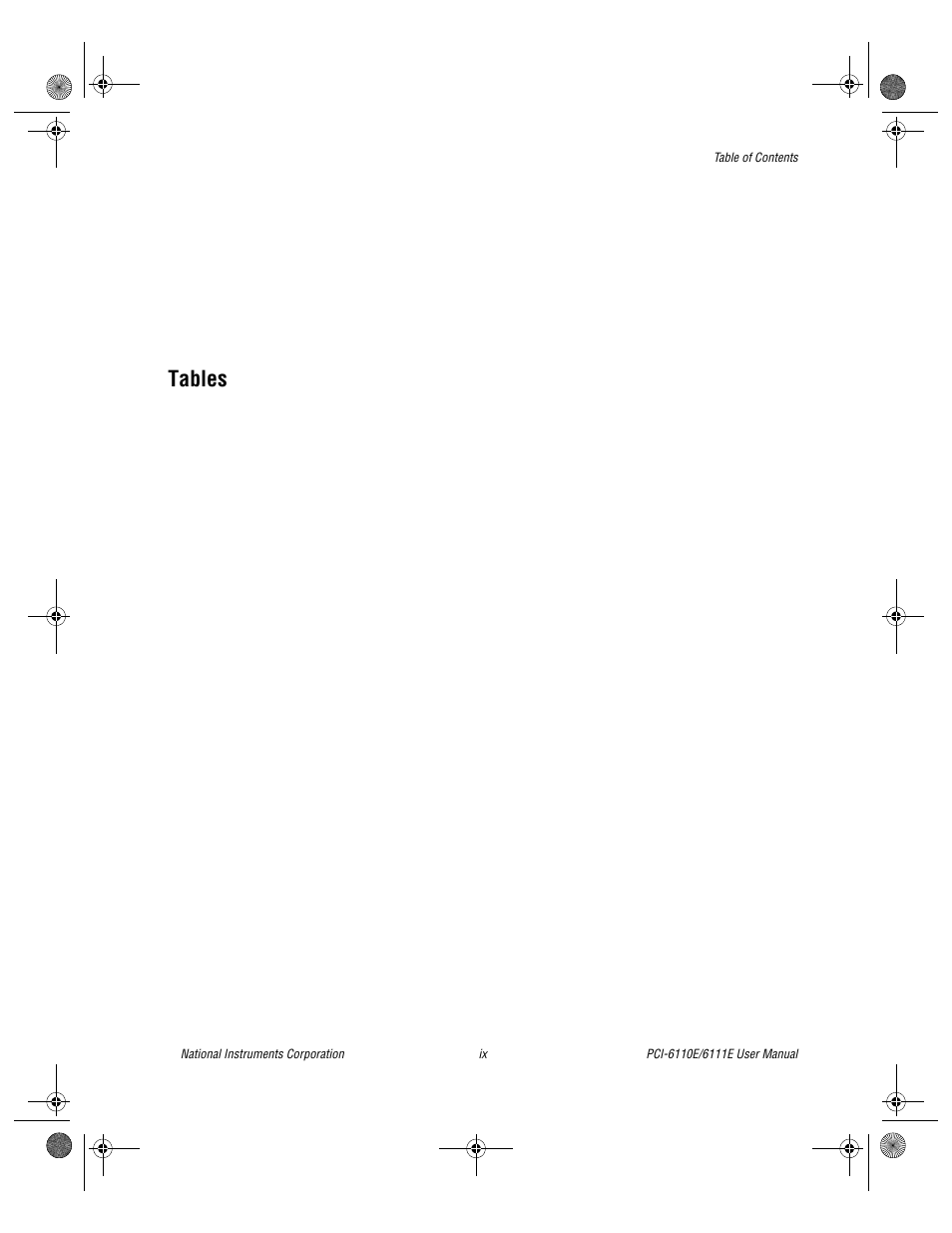 Tables | National Instruments PCI-6110E/6111E User Manual | Page 8 / 113