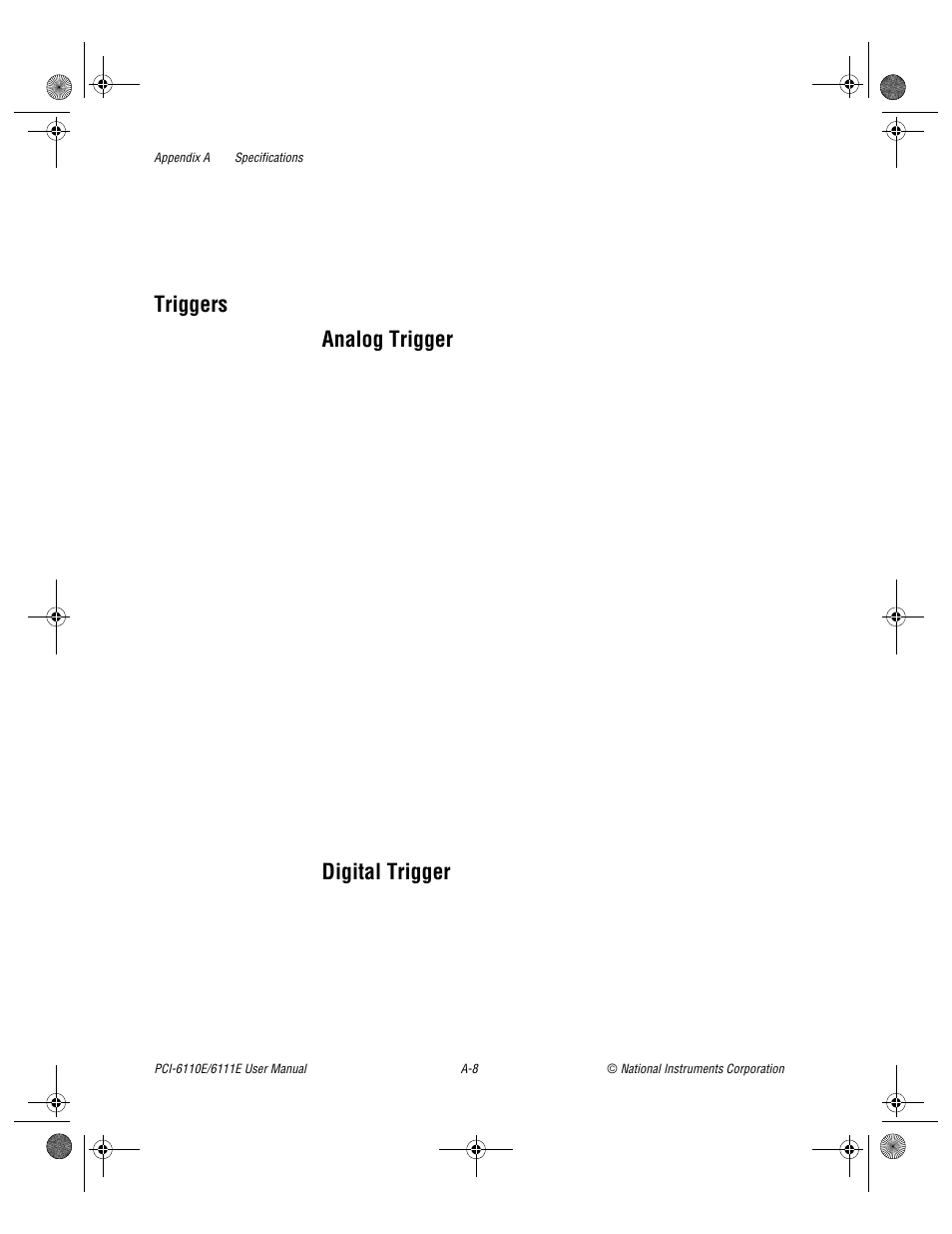 Triggers, Triggers analog trigger, Digital trigger | National Instruments PCI-6110E/6111E User Manual | Page 80 / 113