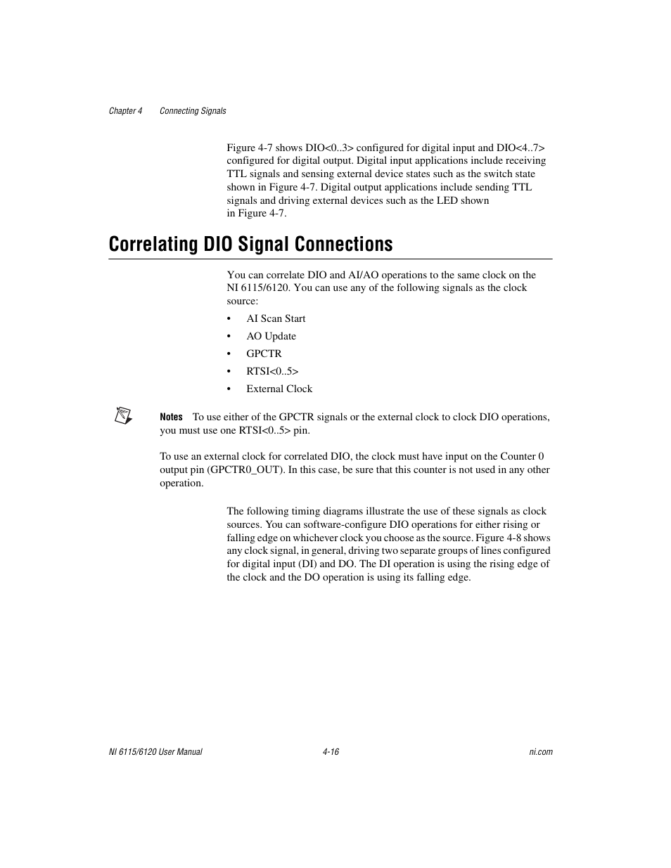 Correlating dio signal connections, Correlating dio signal connections -16 | National Instruments NI 6115/6120 User Manual | Page 53 / 127