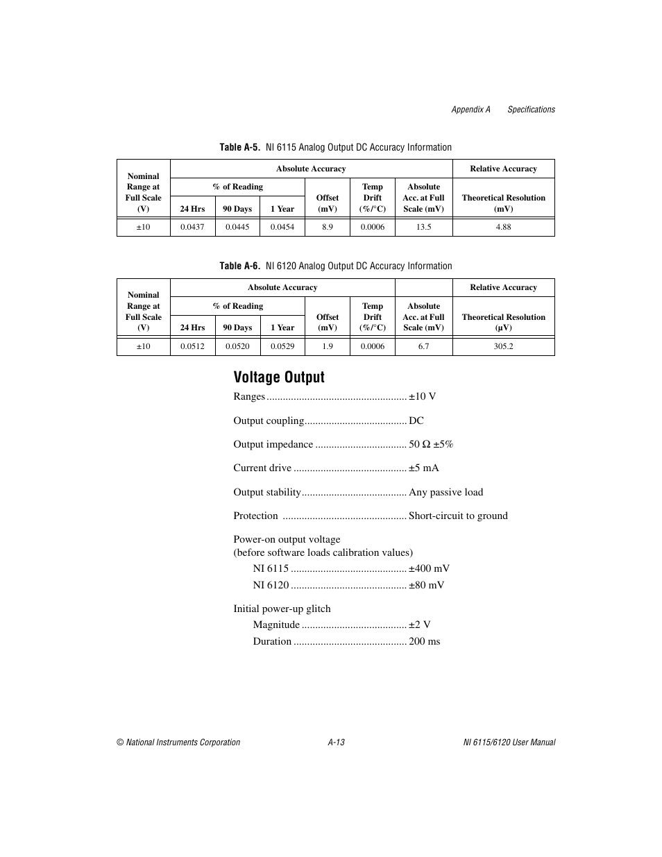 Voltage output | National Instruments NI 6115/6120 User Manual | Page 92 / 127