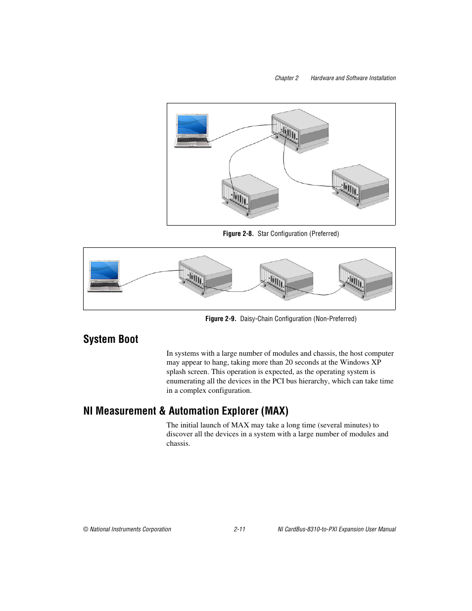 Figure 2-8. star configuration (preferred), System boot, Ni measurement & automation explorer (max) | National Instruments NI CardBus-8310-to-PXI Expansion User Manual | Page 25 / 43