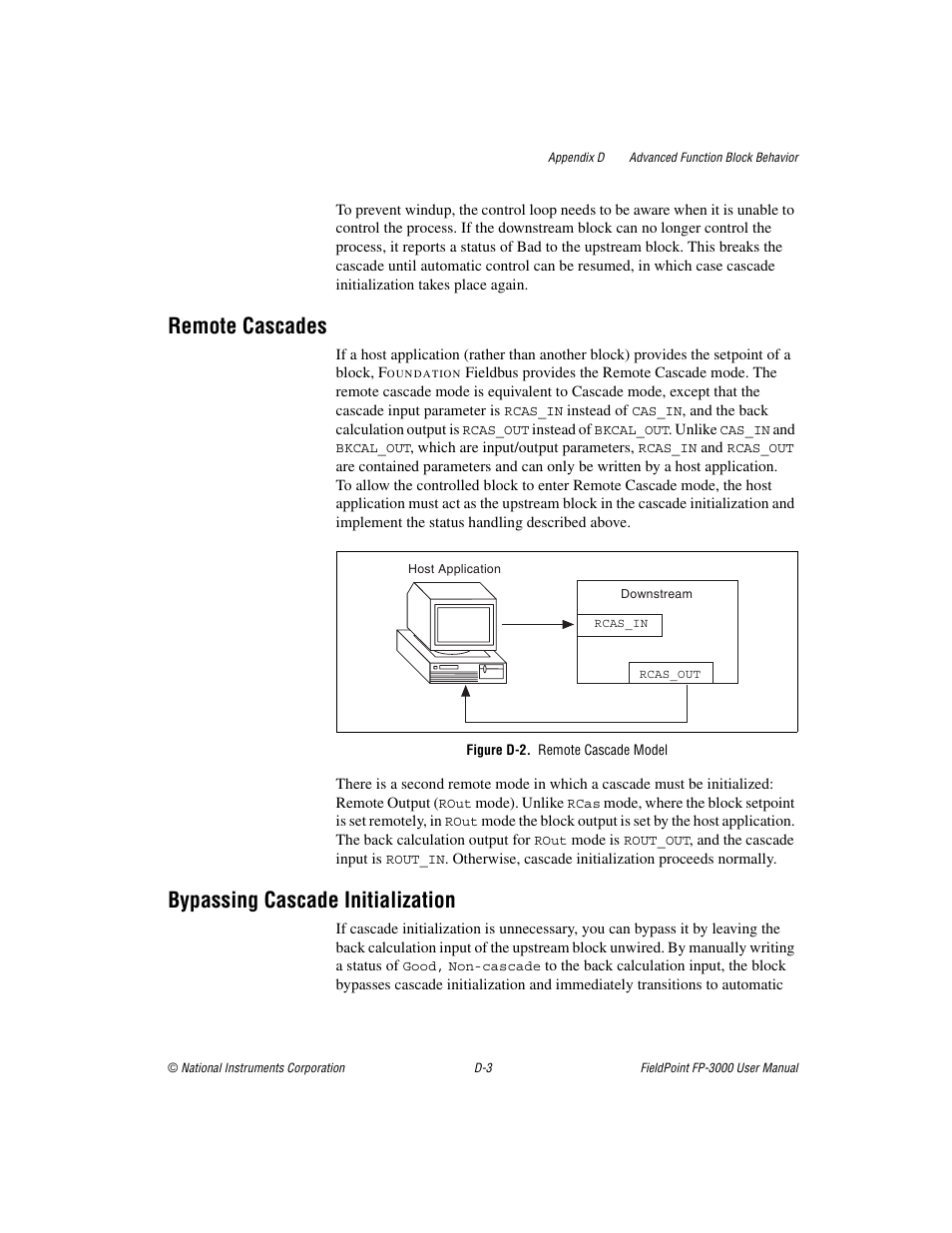 Remote cascades, Figure d-2. remote cascade model, Bypassing cascade initialization | National Instruments FP-3000 User Manual | Page 116 / 155