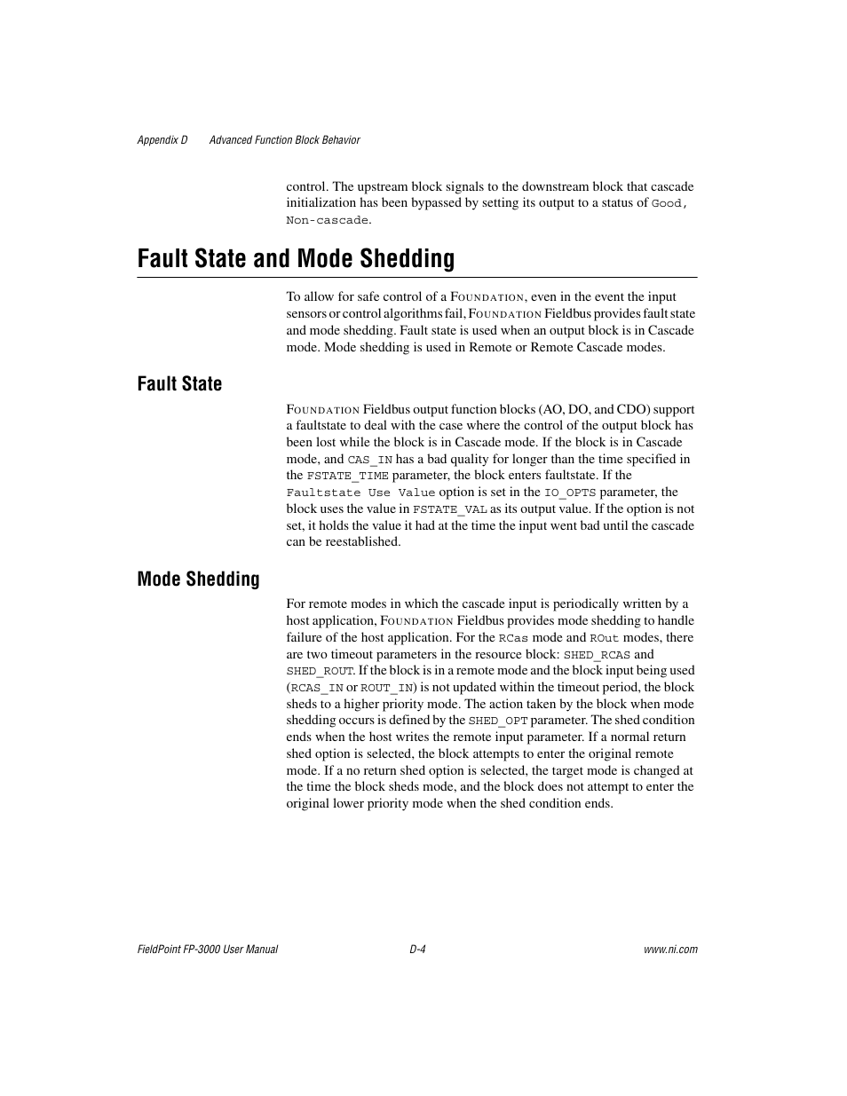 Fault state and mode shedding, Fault state, Mode shedding | Fault state and mode, Shedding, Fault state and | National Instruments FP-3000 User Manual | Page 117 / 155