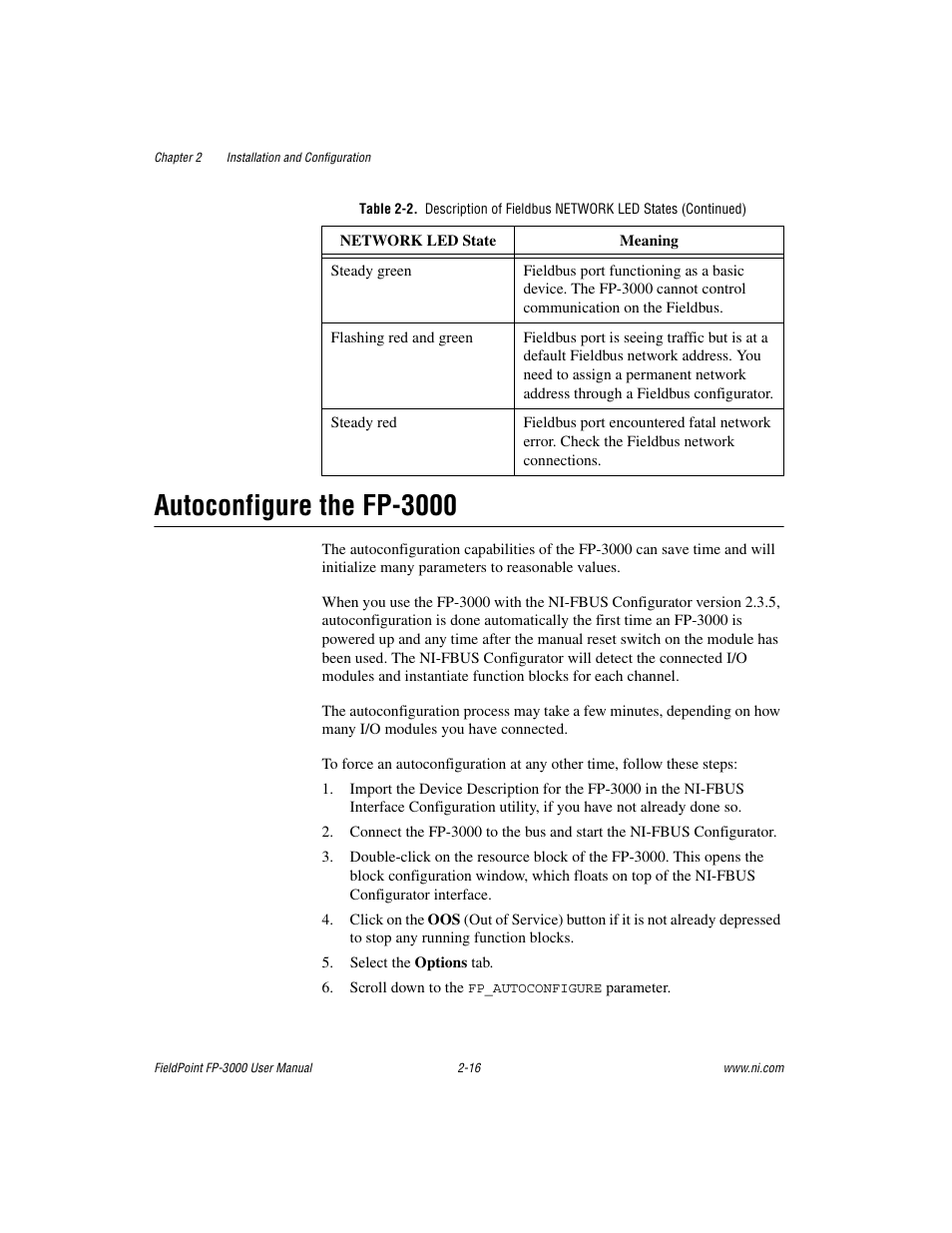 Autoconfigure the fp-3000, Autoconfigure the fp-3000 -16 | National Instruments FP-3000 User Manual | Page 34 / 155