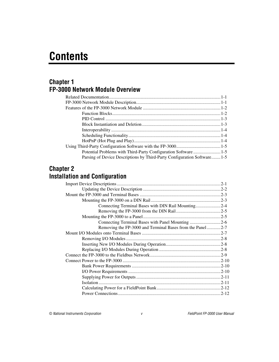 National Instruments FP-3000 User Manual | Page 5 / 155