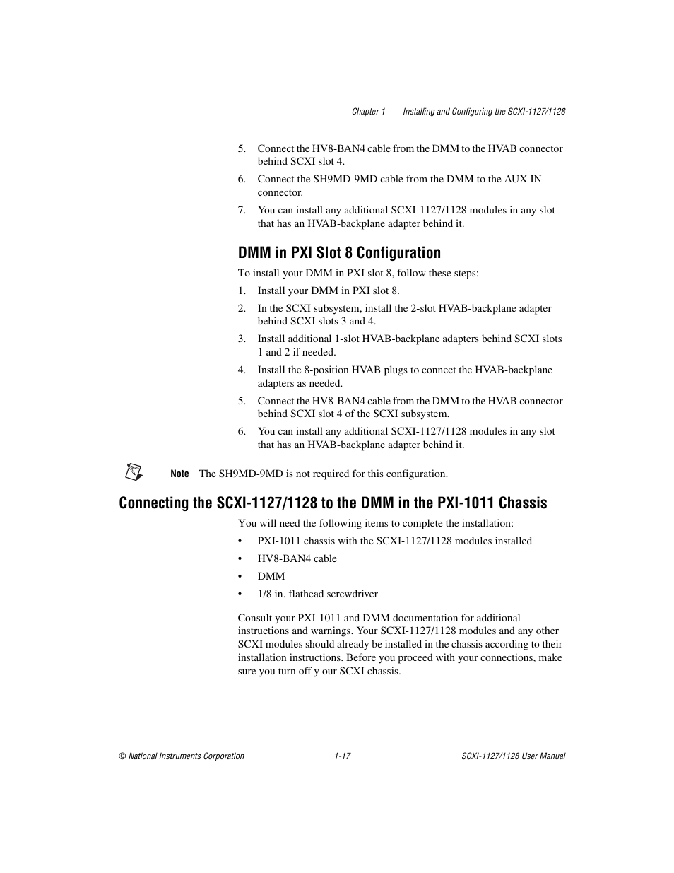 Dmm in pxi slot 8 configuration, Dmm in pxi slot 8 configuration -17 | National Instruments SCXI-1127 User Manual | Page 27 / 97