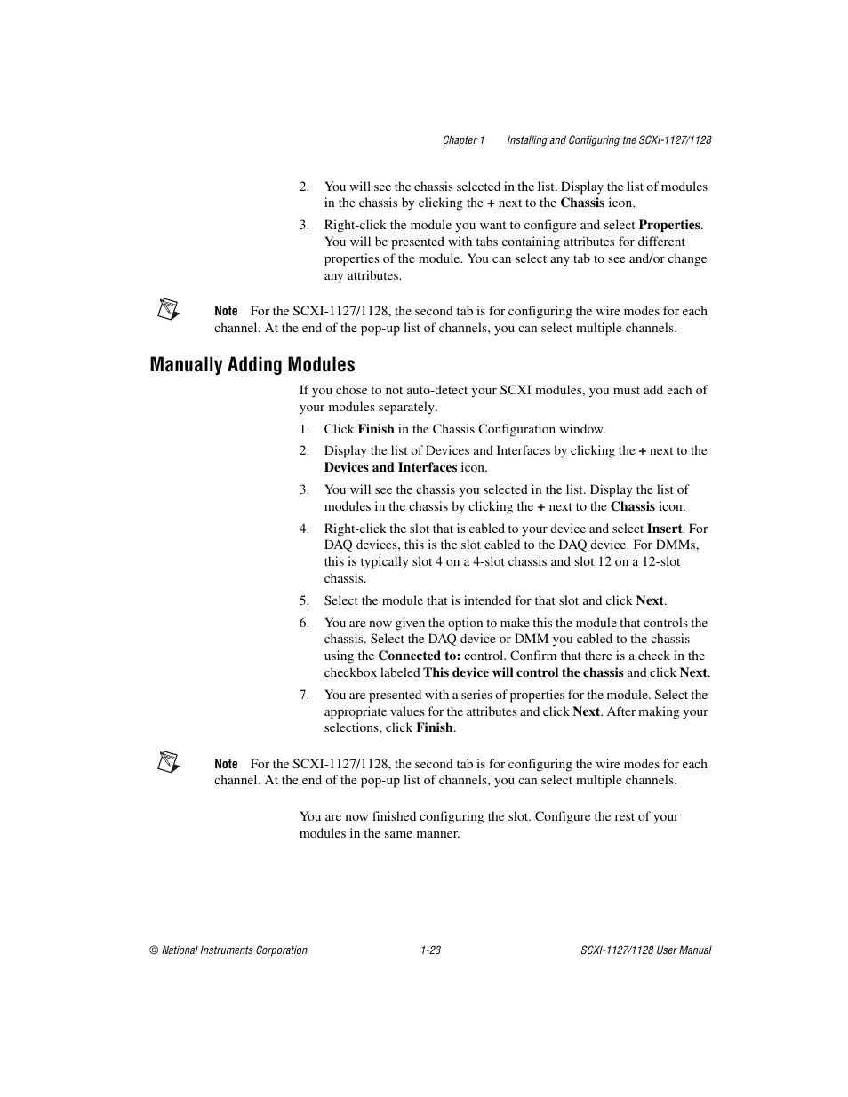 Manually adding modules, Manually adding modules -23 | National Instruments SCXI-1127 User Manual | Page 33 / 97