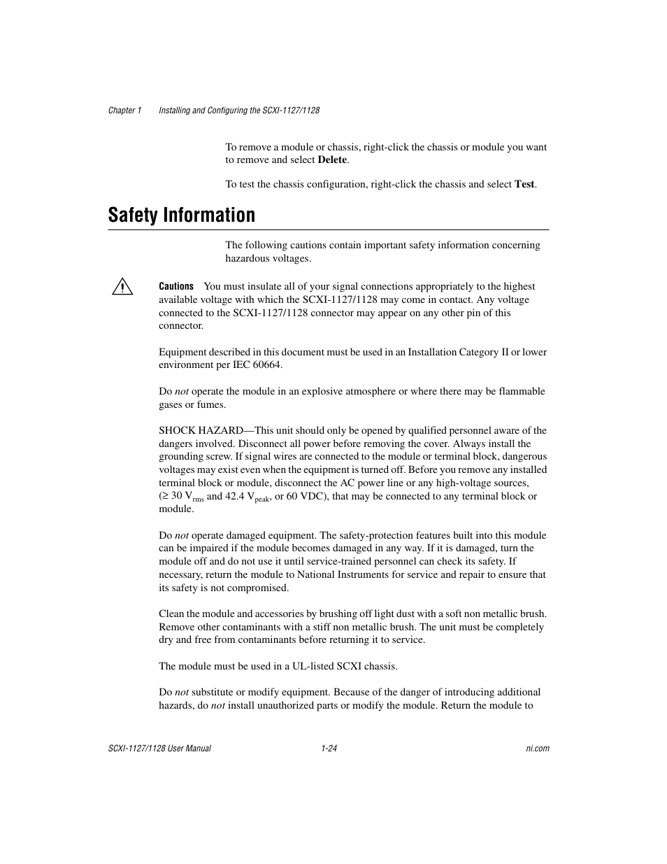 Safety information, Safety information -24 | National Instruments SCXI-1127 User Manual | Page 34 / 97