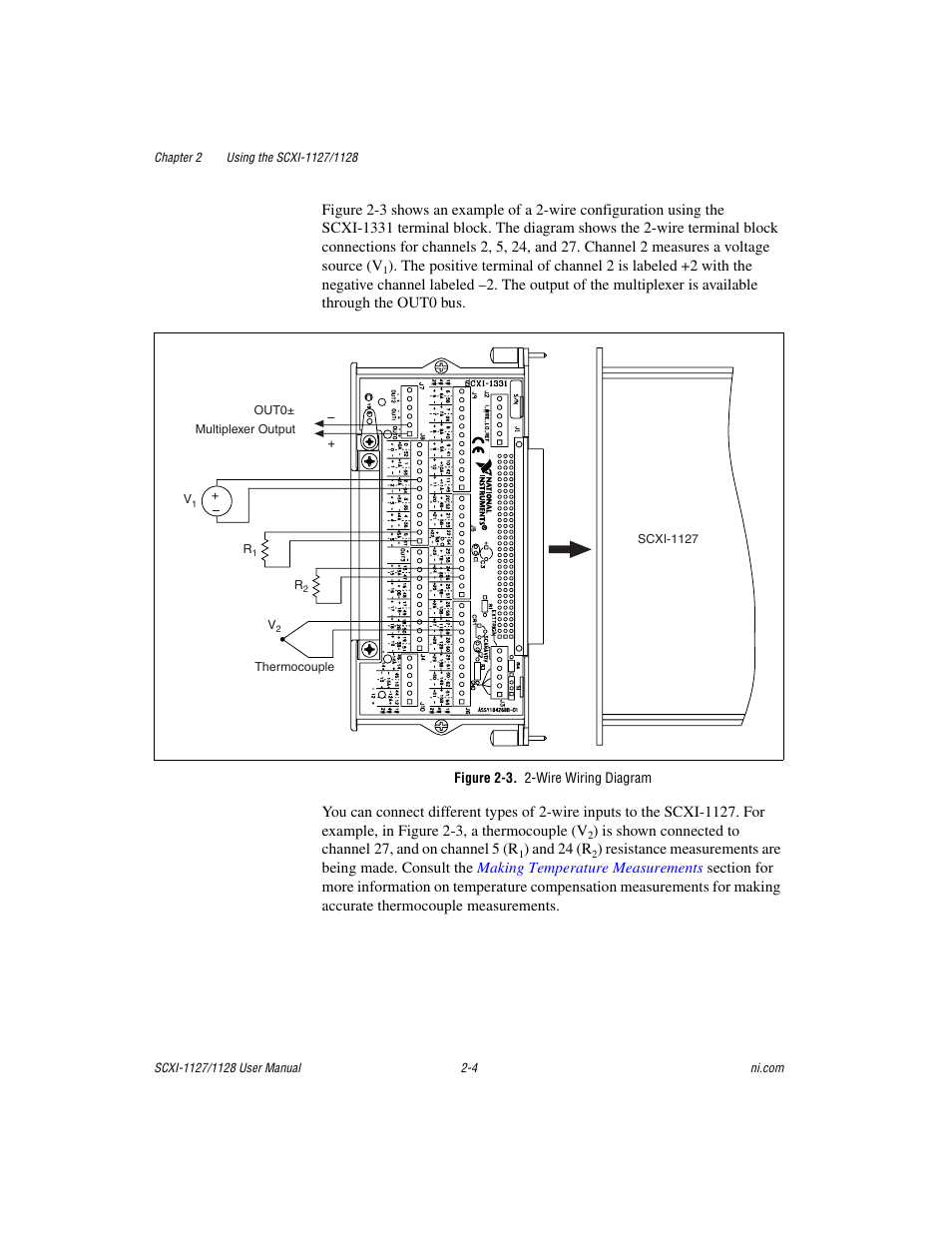 Figure 2-3. 2-wire wiring diagram, Figure 2-3, Wire wiring diagram -4 | National Instruments SCXI-1127 User Manual | Page 39 / 97