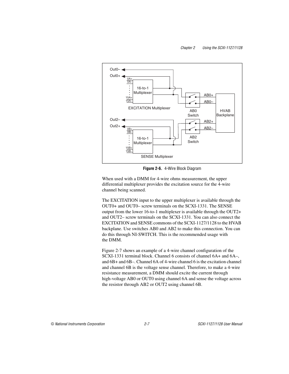 Figure 2-6. 4-wire block diagram, Figure 2-6, Wire block diagram -7 | National Instruments SCXI-1127 User Manual | Page 42 / 97