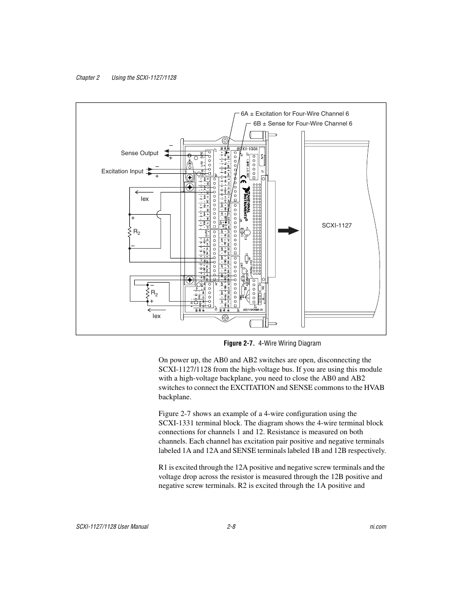 Figure 2-7. 4-wire wiring diagram, Figure 2-7, Wire wiring diagram -8 | National Instruments SCXI-1127 User Manual | Page 43 / 97