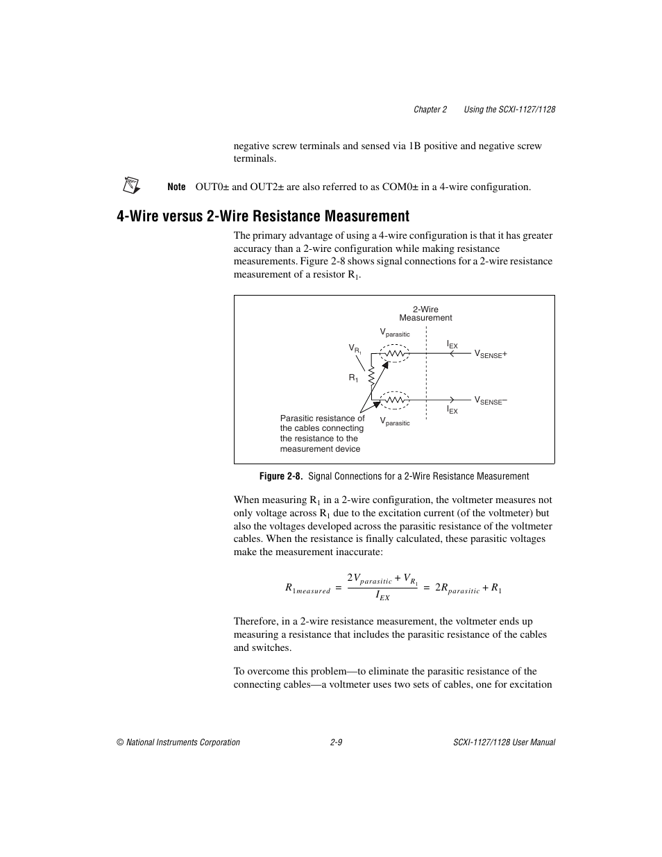 Wire versus 2-wire resistance measurement, Wire versus 2-wire resistance measurement -9, Figure 2-8 | National Instruments SCXI-1127 User Manual | Page 44 / 97