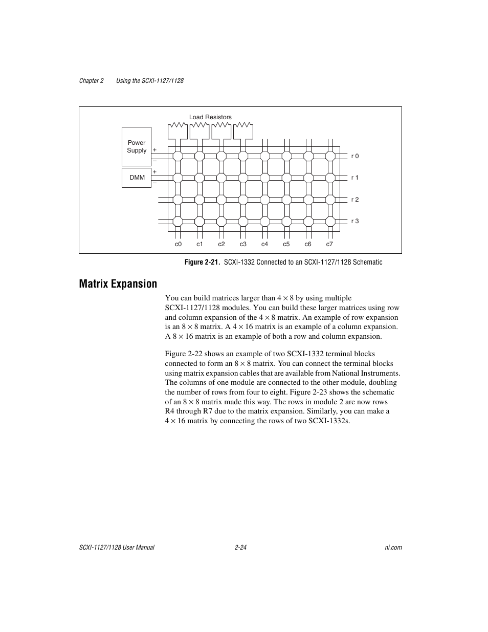 Matrix expansion, Matrix expansion -24, Figure 2-21 | National Instruments SCXI-1127 User Manual | Page 59 / 97