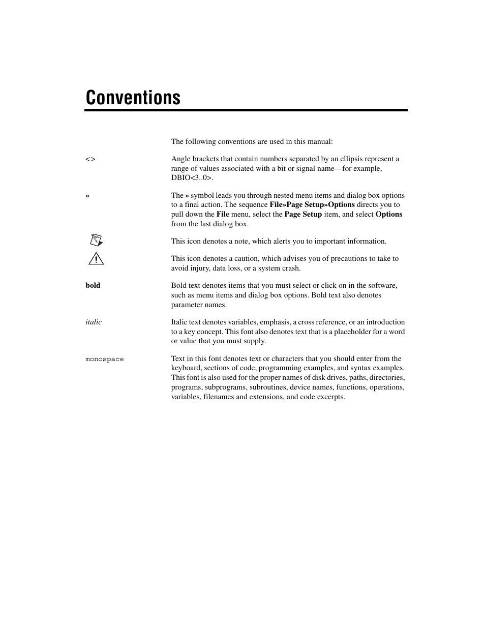 Conventions | National Instruments SCXI-1127 User Manual | Page 6 / 97