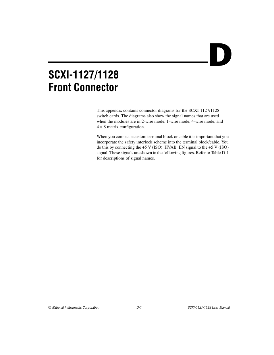 Appendix d scxi-1127/1128 front connector | National Instruments SCXI-1127 User Manual | Page 76 / 97