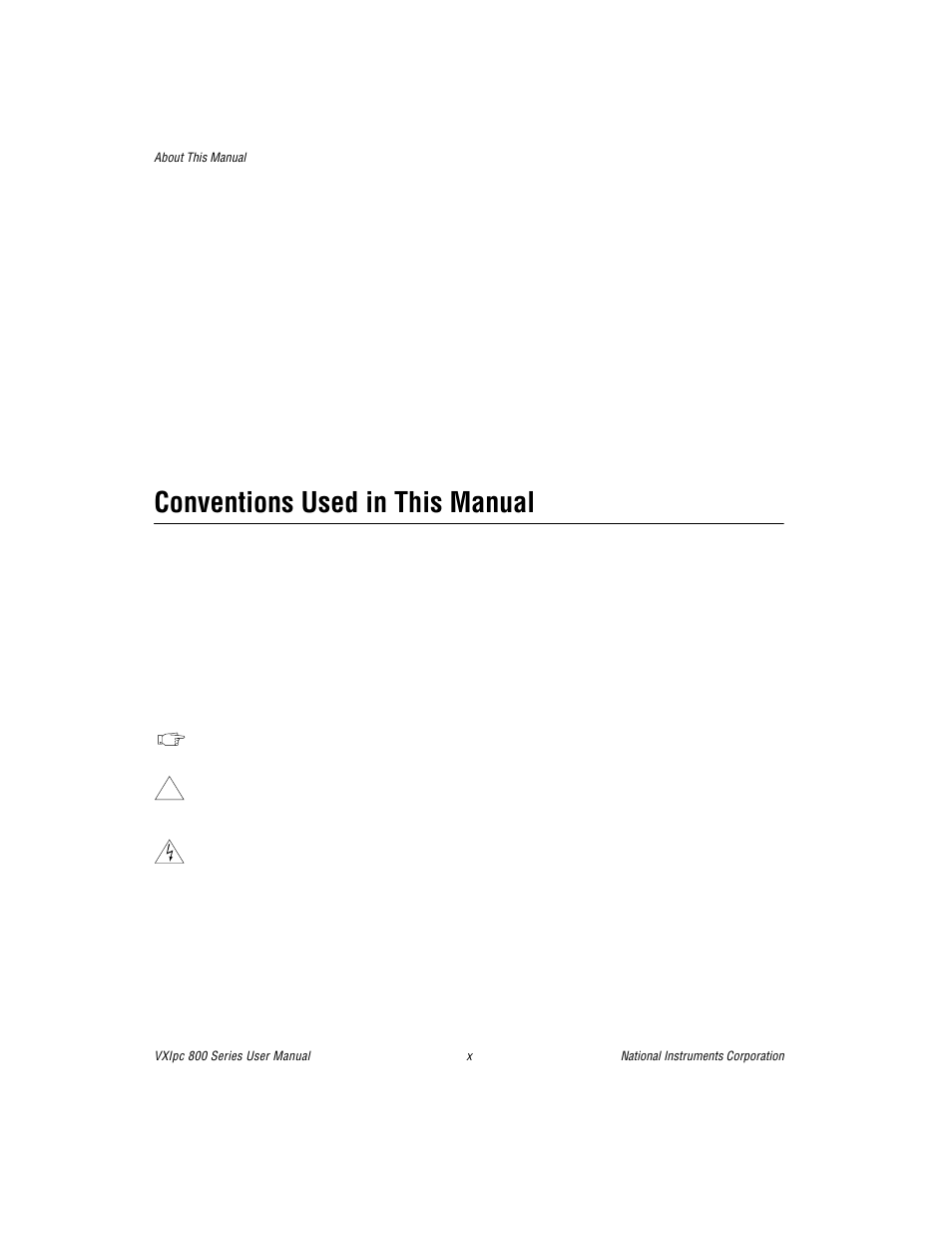 Conventions used in this manual | National Instruments 800 Series User Manual | Page 10 / 104