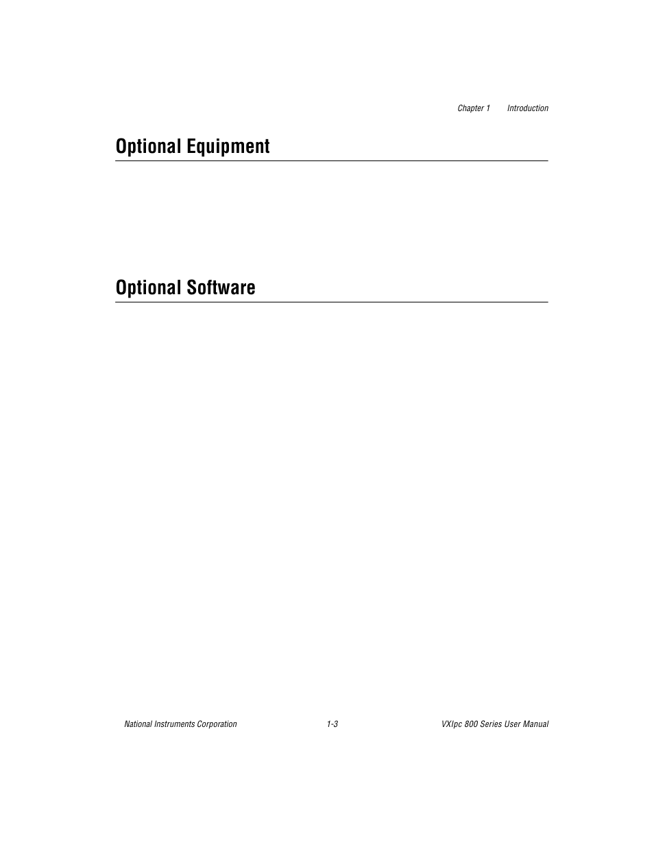 Optional equipment, Optional software | National Instruments 800 Series User Manual | Page 15 / 104